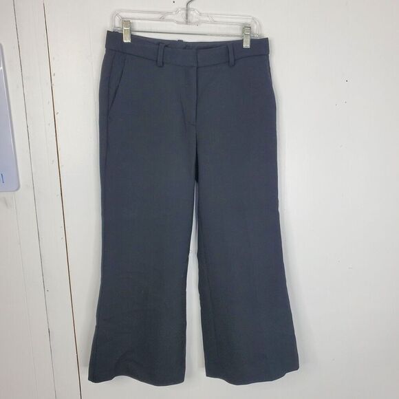 Theory Wide Leg Wool Pants Career Cropped Minimalist Sustainable WOmens 6 - Picture 1 of 11